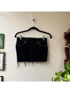 Vintage Y2K Guess Boho Western Indie Micro Mini Jean Skirt